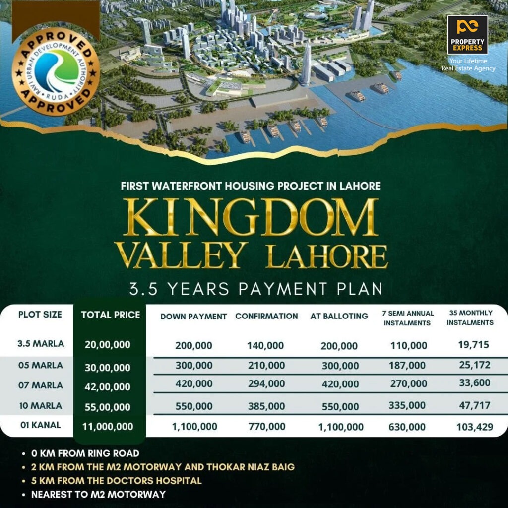 Kingdom Valley Lahore Payment Plan 