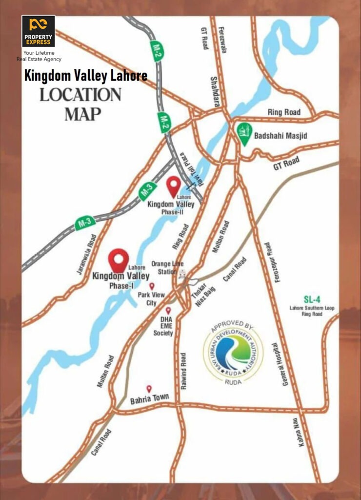 Kingdom Valley Lahore Location 